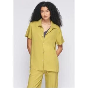 KOTN Flow Unisex Button Down Short Sleeved Top – Chartreuse Yellow Size S
